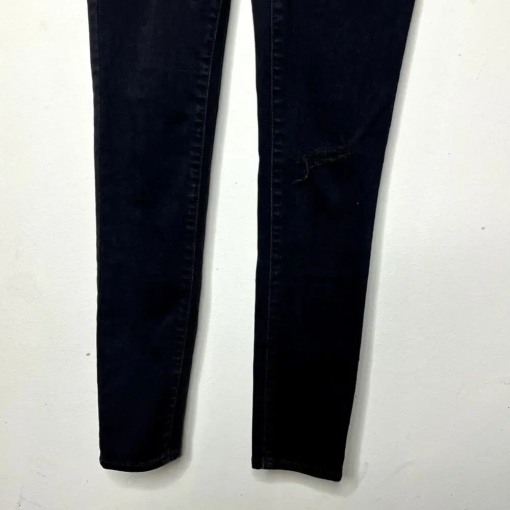 American Eagle Black Distressed Stretch Hi-Rise Jegging Women's Size‎ 2